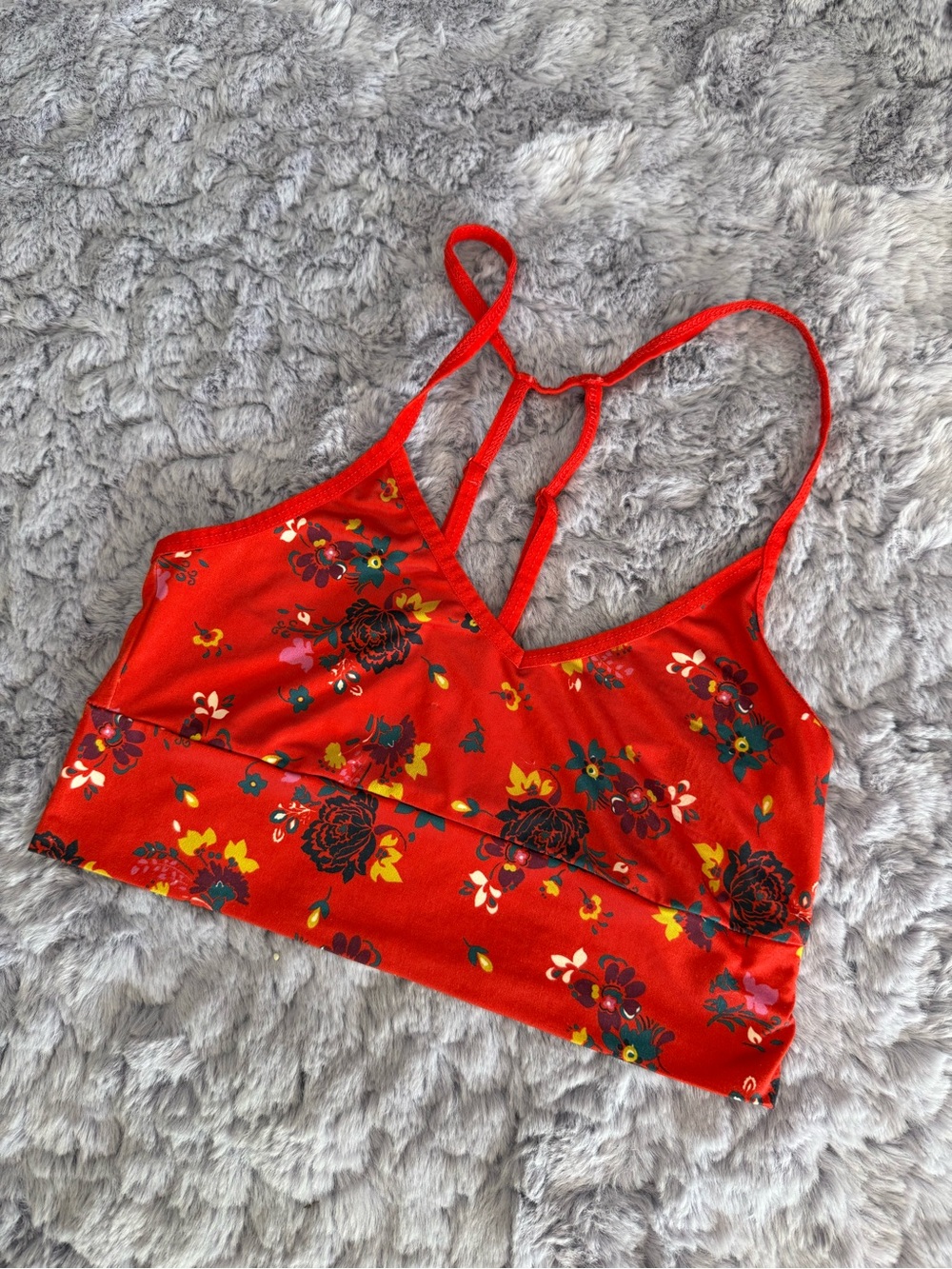 Anthropologie | Red Floral Strappy Bralette | S/M